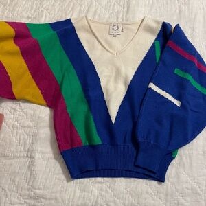 Multi colored barrel sleeve sweater size M